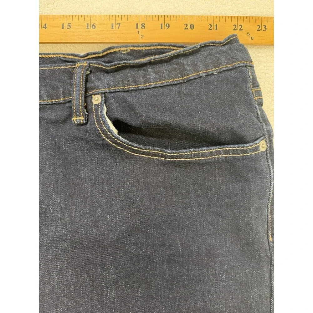 Levis 514 Jeans Men 44x34 Blue Straight Fit Flex Distressed Whiskered Dark Denim